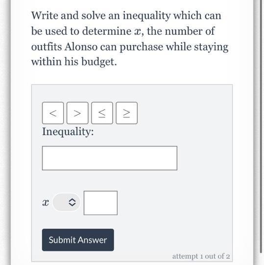 Alonso has $460 to spend at a bicyclestore for some new gear and bikingoutfits. Assume-example-1