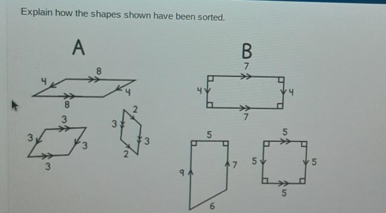 Plsss help Explain how the shapes shown have been sorted. ​-example-1