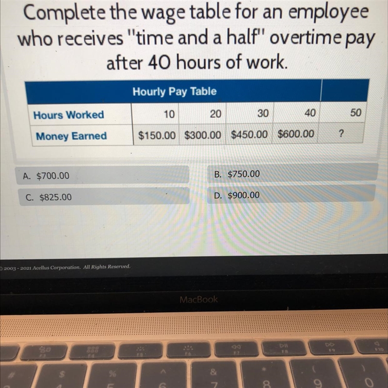 Complete the wage table for an employeewho receives "time and a half" overtime-example-1