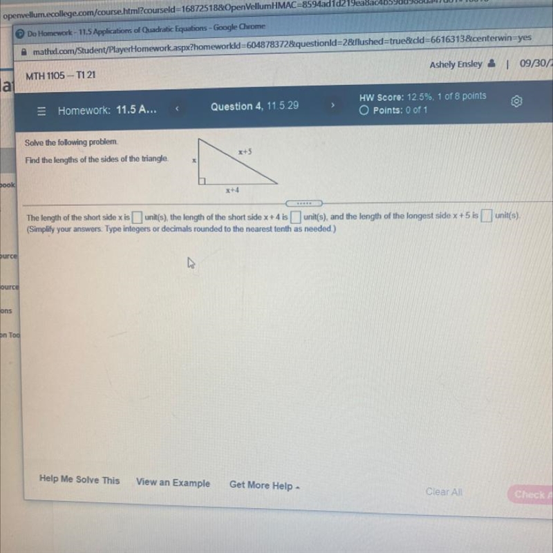 Need help finding the lengths of the sides of the triangle-example-1