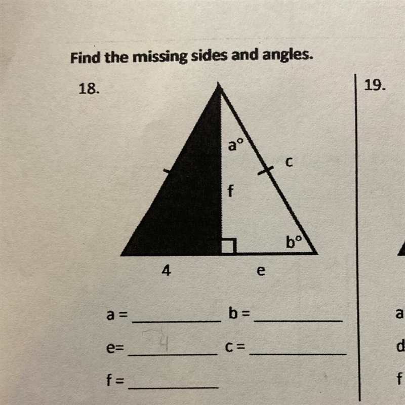 Find the missing side and angles.-example-1