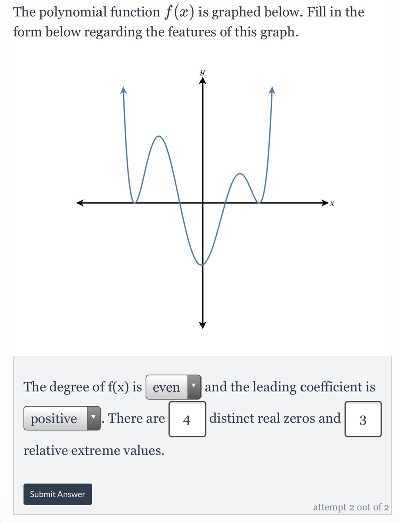 Determining Features of a Polynomial Graph (my answer is incorrect)-example-1