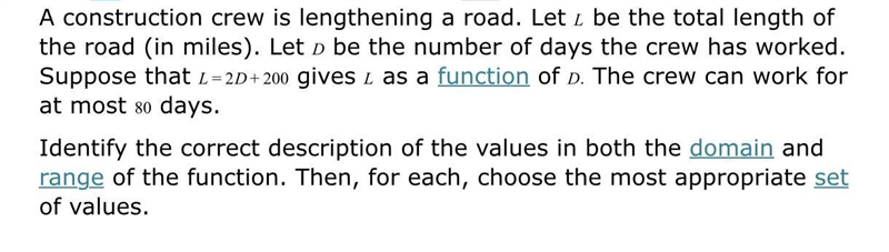 Please help with math domain and range of a linear function that models a real world-example-1