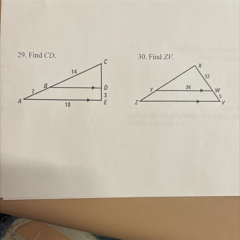 29. Find CD. 30. Find ZV.-example-1