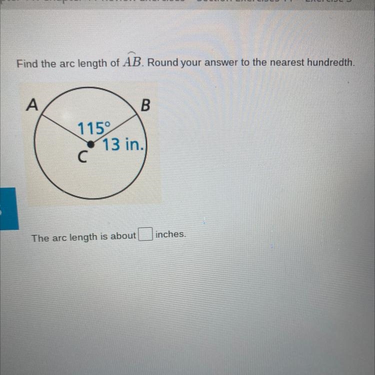 Find the arc AB. Round your answer to the nearest hundredth-example-1