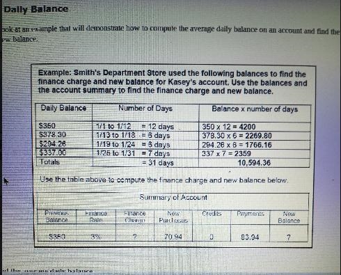 The finance charge on Casey's account was $10.25 and her new balance is $347.25-example-3