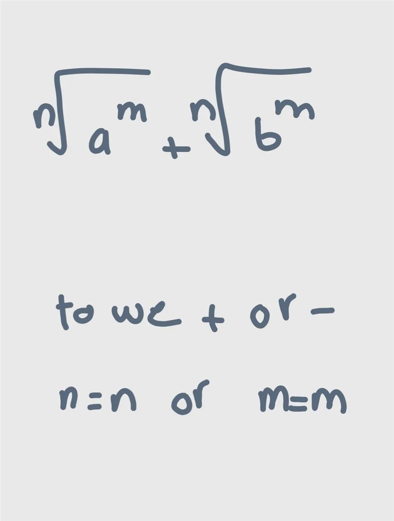 When adding or subtracting nth root expressions, what rule should we follow?I mean-example-1