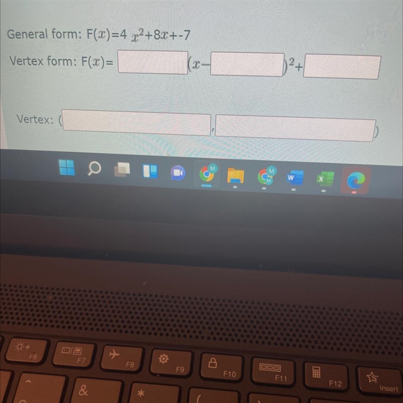 Given the general formF(x)=a(x^2)+bx+cConvert it to vertex form also known as standard-example-1