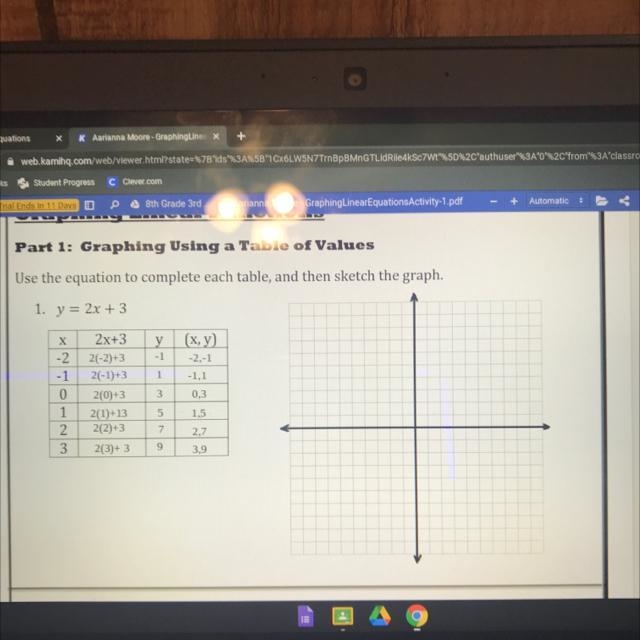 Student Calendar Dars 0Sth Grade Srd. Aarianna Moore - GraphingLinearEquationsActivity-example-1