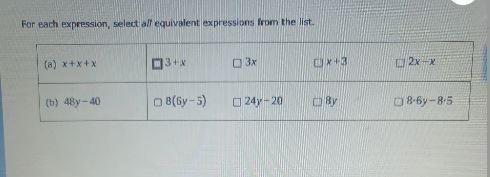 - For each expression, select all equivalent expressions from the list. (a) x+x+x-example-1