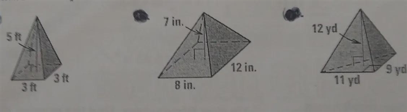 Find the volume of the pyramid!!! THIS IS ONLY ONE QUESTION, ITS ONE QUESTION IN 3 PARTS-example-1