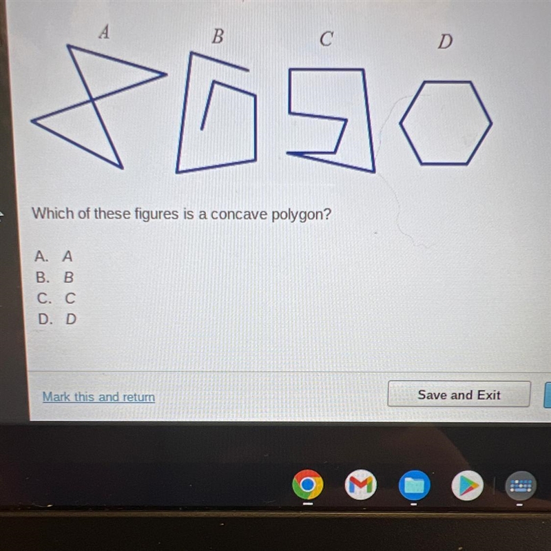 Which of these figures is a concave polygon?-example-1