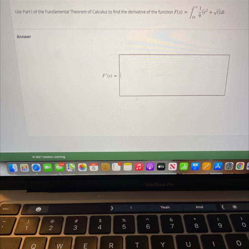 Use Part I of the Fundamental Theorem of Calculus to find the derivative of the function-example-1