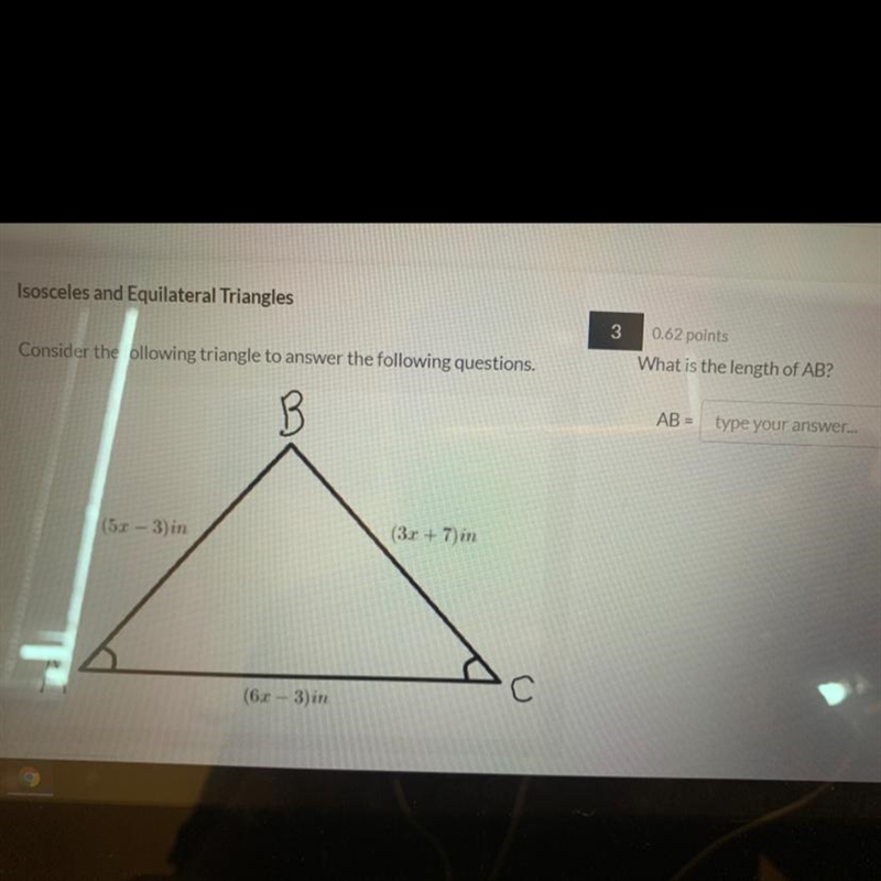 What is the length of AB BC And AC in inches-example-1