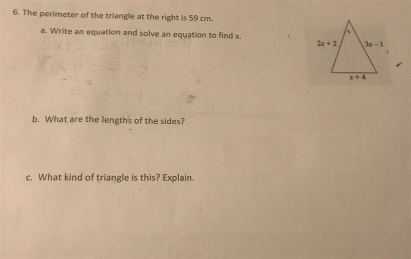 The perimeter of the triangle is 59 cm-example-1