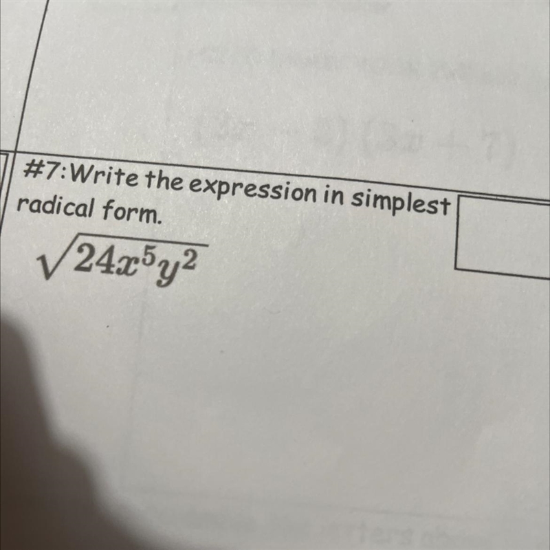 #7:Write the expression in simplest radical form. V24x5y2-example-1