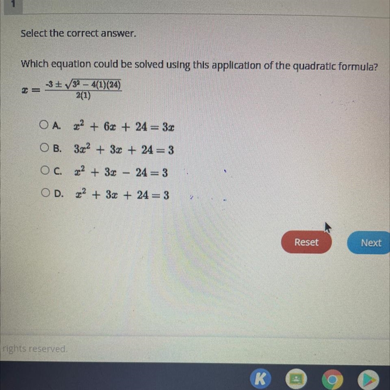 PLEASE HELP URGENT Which equation could be solved using this application of the quadratic-example-1