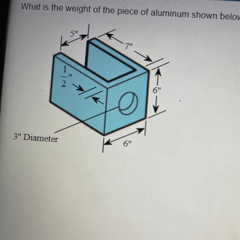 What is the weight of the piece of aluminum shown in the picture at 0.0974 lbs/cubic-example-1