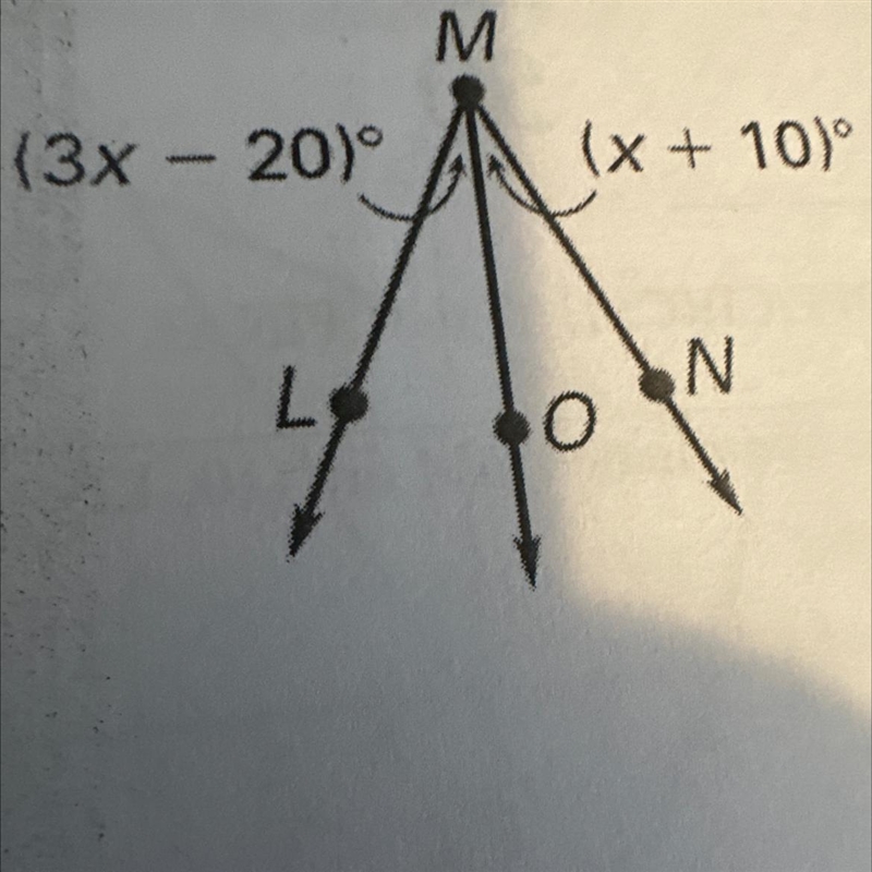 In the diagram ray MO bisects the measurement of-example-1