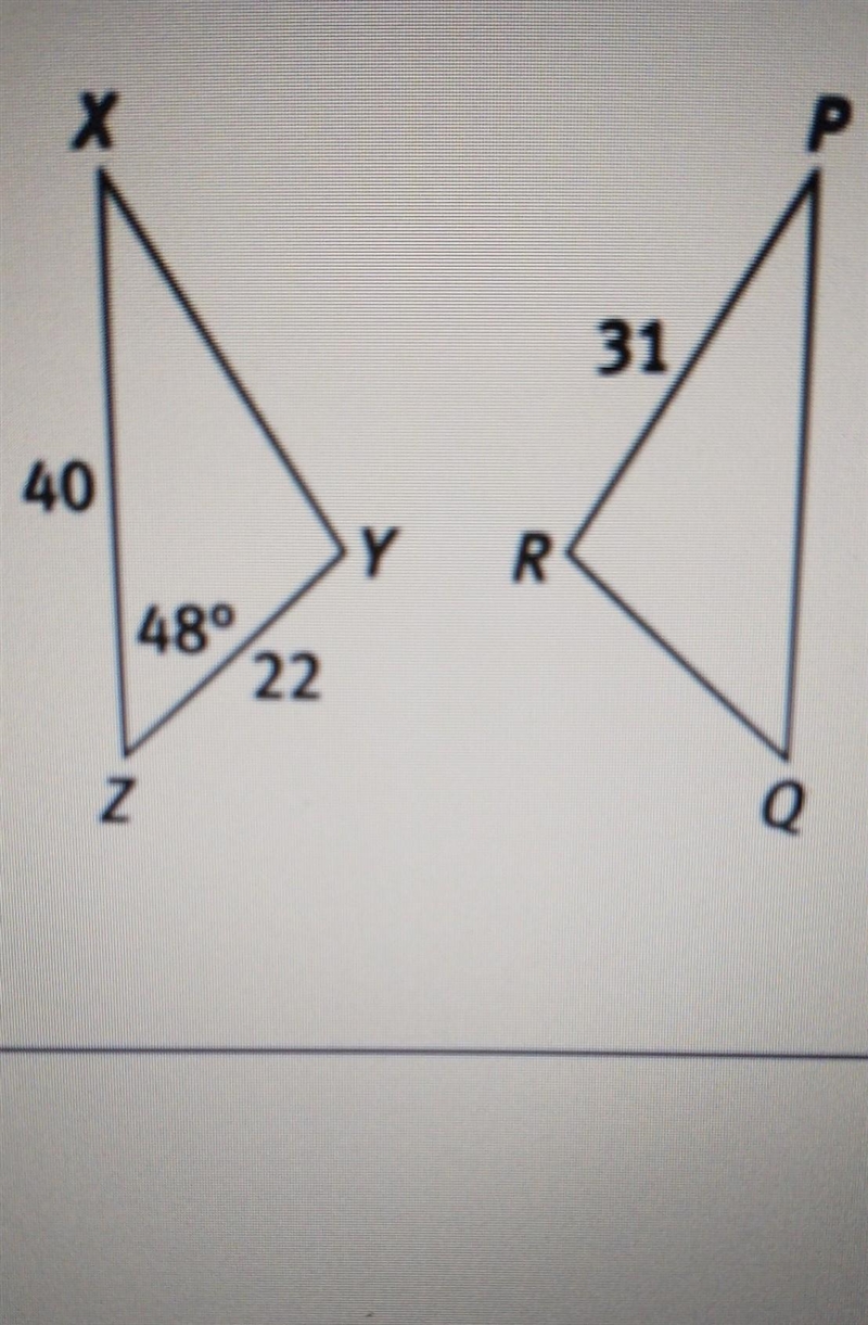 In the figure,∆xyz =∆PQR.what is the length of PQ ?-example-1