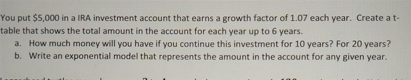 A)how much money will you have if you continue this investment for 10 years or 20 yearsB-example-1