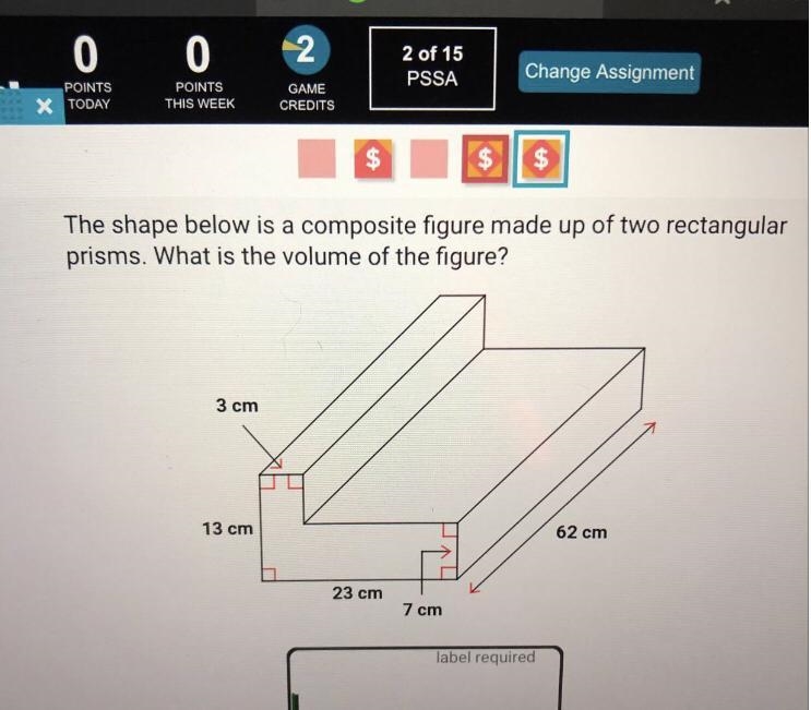 The shape below is a composite figure made up of two rectangular prisms, what is the-example-1