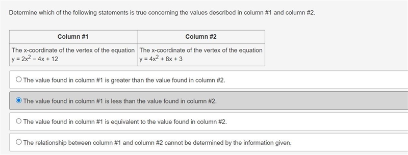 Determine which of the following statements is true concerning the values described-example-1