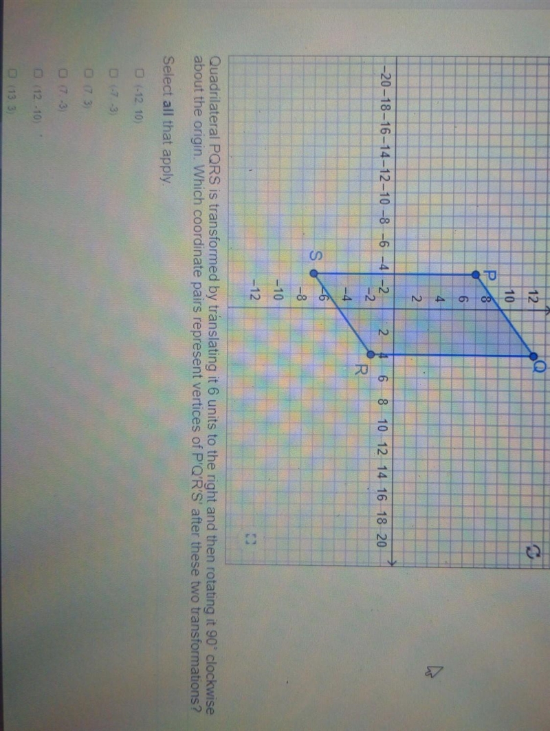 How do I find which coordinate pairs represent vertices of P'Q'R'S after these two-example-1