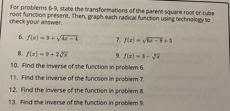 Can somebody help me with 12 and 13 ? I don’t know how to find the inverse for those-example-1