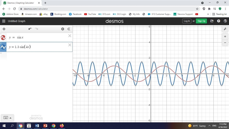 How do I describe in mathematical terms how the change in amplitude in the function-example-1