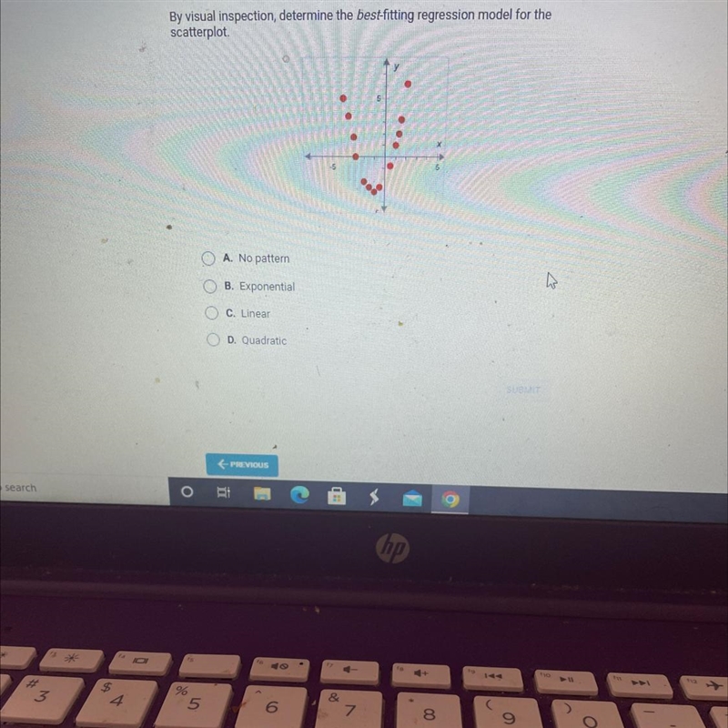 By visual inspection, determine the best-fitting regression model for thescatterplot-example-1