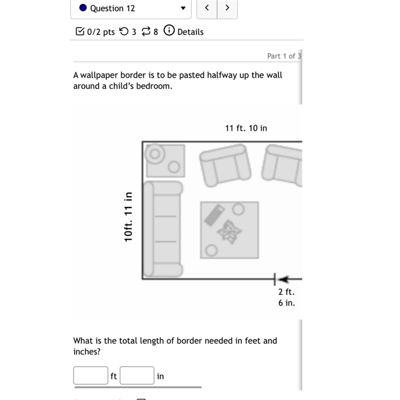 What is the total length of border needed in feet and inches?-example-1