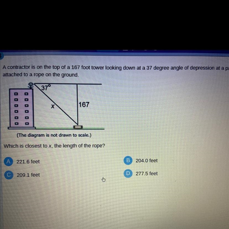 Which is closest to x the length of the rope-example-1