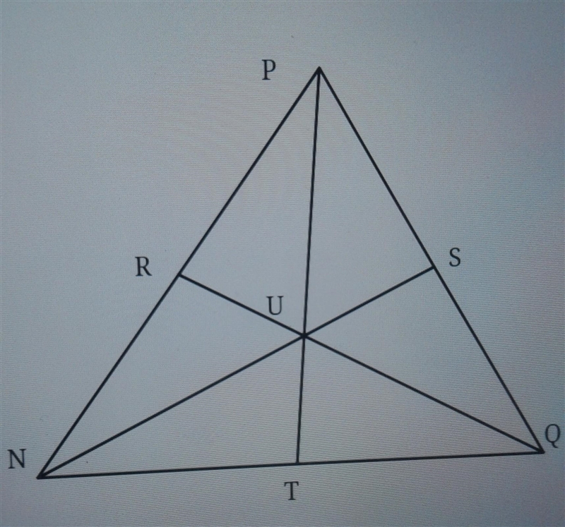 In NPQ, U is the centroid. If PU=24 find UT-example-1