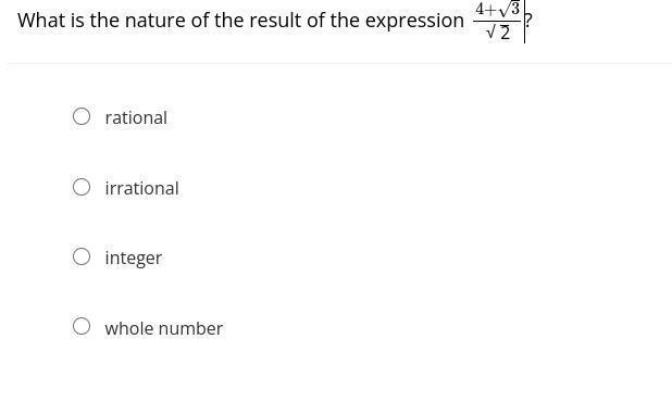 What is the nature of the result of the expression ?-example-1