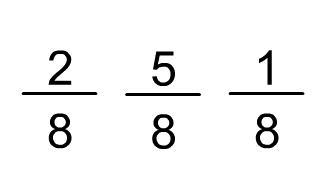 Order the fractions from least to greatest. A) 5, 2, 18. 8. 8 B) 1, 5, 28. 8. 8 C-example-1