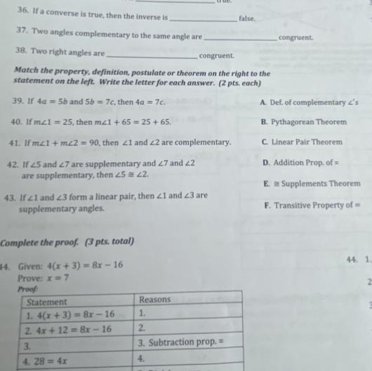 I need help solving this puzzle. You connect the thereom to the Letter 39-43-example-1