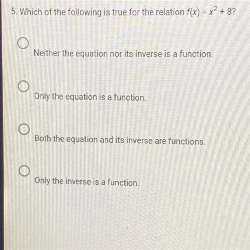 Which of the following is true for the relation f(x)=x^2+8-example-1