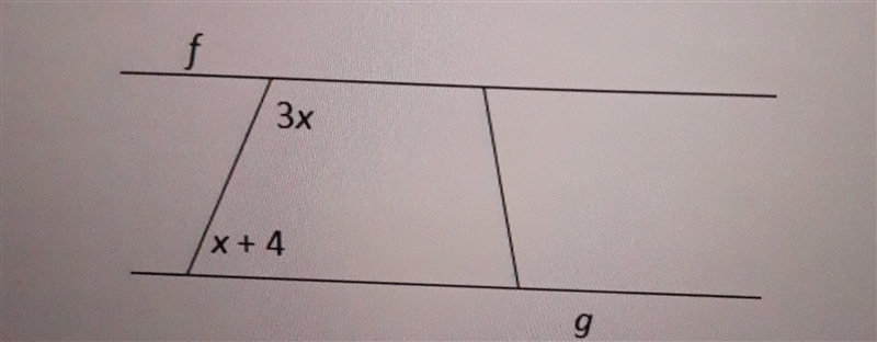 Find the value of x so that f(x) is parallel to g(x)need answers right away ○ 44 ○ 25 ○ 42 ○ 18-example-1