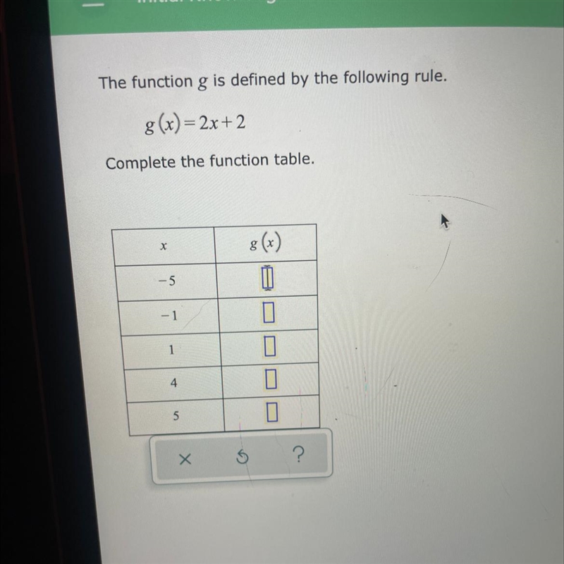 G(x) =2x+2 complete function table-example-1