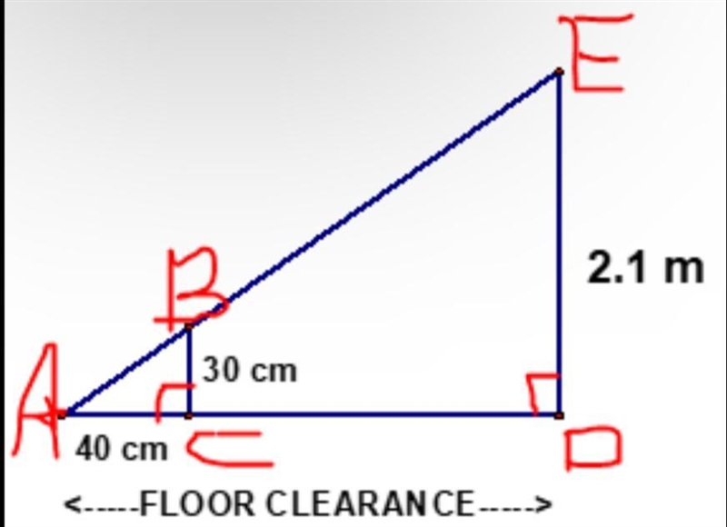 Find the exact length of the floor clearance, using metres.-example-1