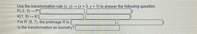 Use the transformation rule (x, y) - (x + 3, y + 1) to answer the following question-example-1