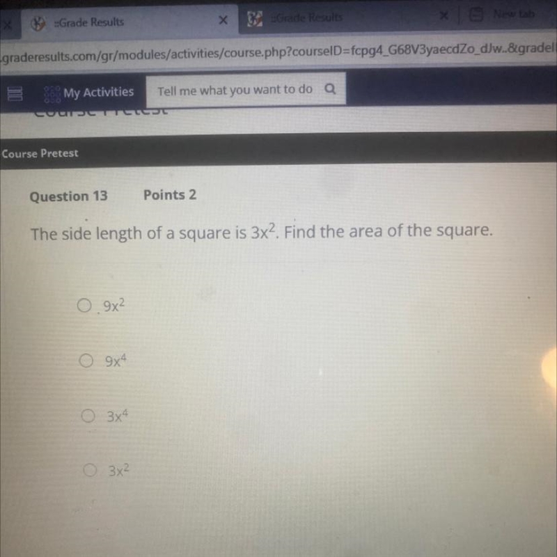 The tightening of a square is find the area of the square-example-1