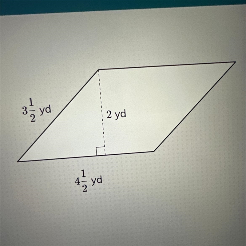 What is the area of the parallelogram showm? pls help-example-1