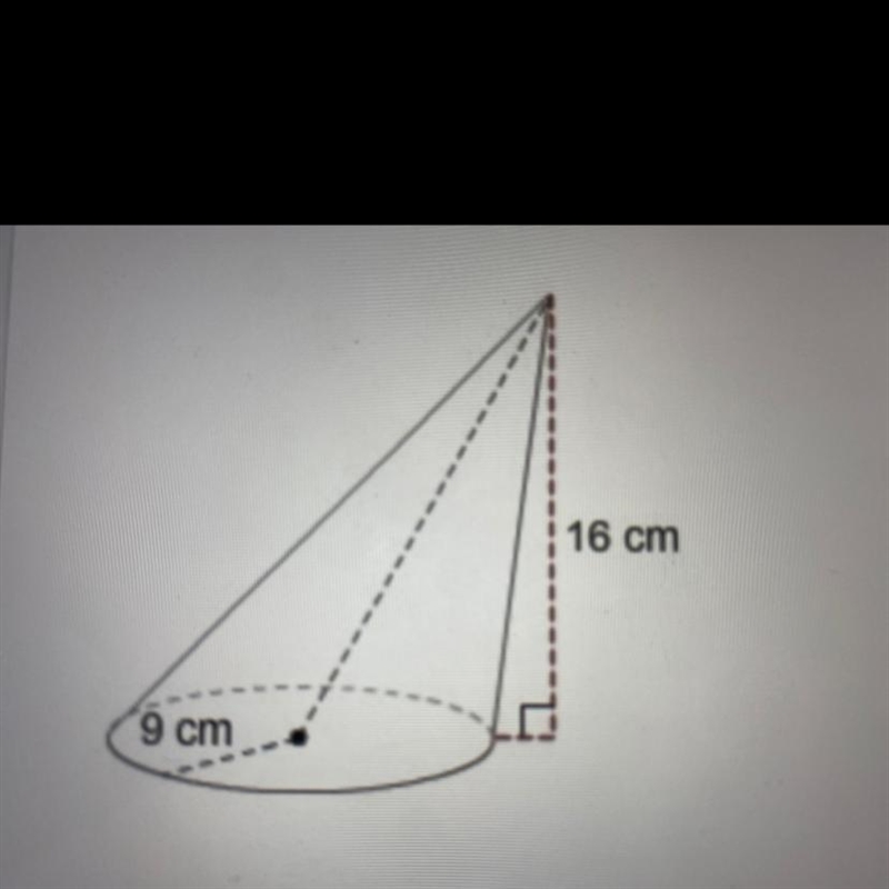 What is the volume of this oblique cone? (A) 4321 cm? (B) 2881 cm3 (C) 3240 cm (D-example-1