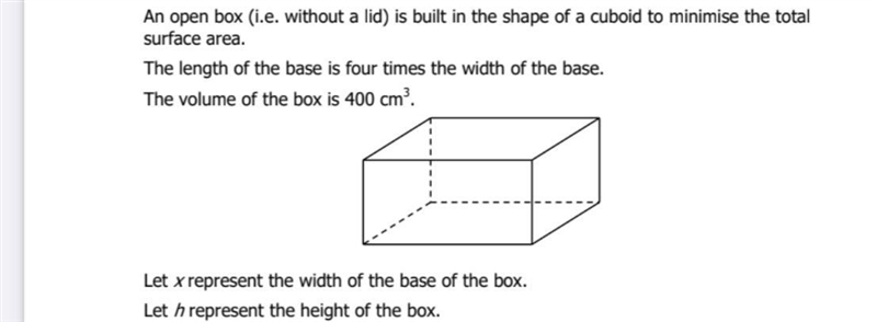 1)Find the dimensions of the box with the minimum total surface area. 2)Find the minimum-example-1