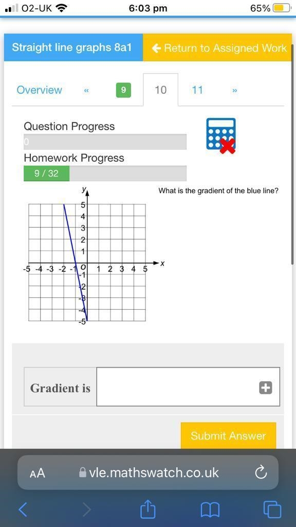 What is the gradient of the blue line???? help please-example-1