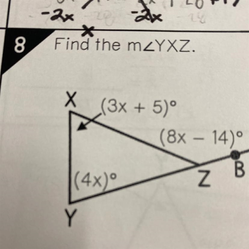 8 Find the mZYXZ. Please help!!-example-1