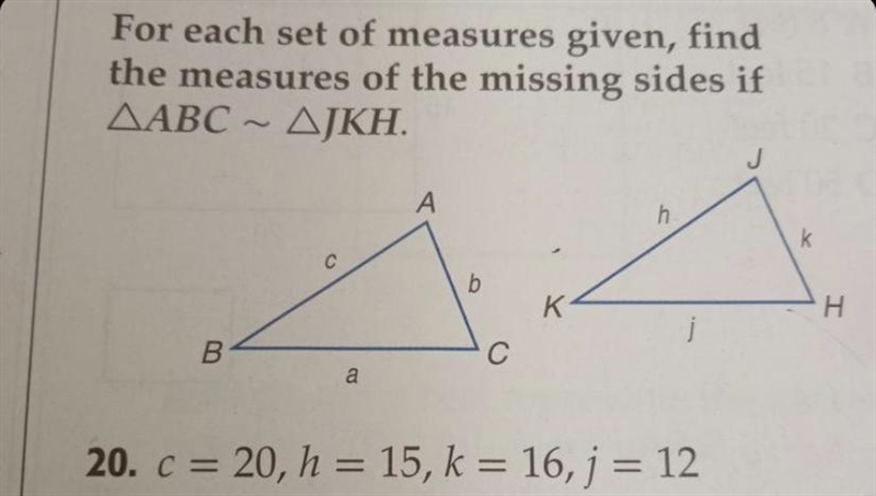 I need help figuring out the measures of the missing sides-example-1