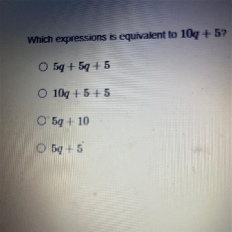 Witch expression is equivalent to 10q + 5-example-1